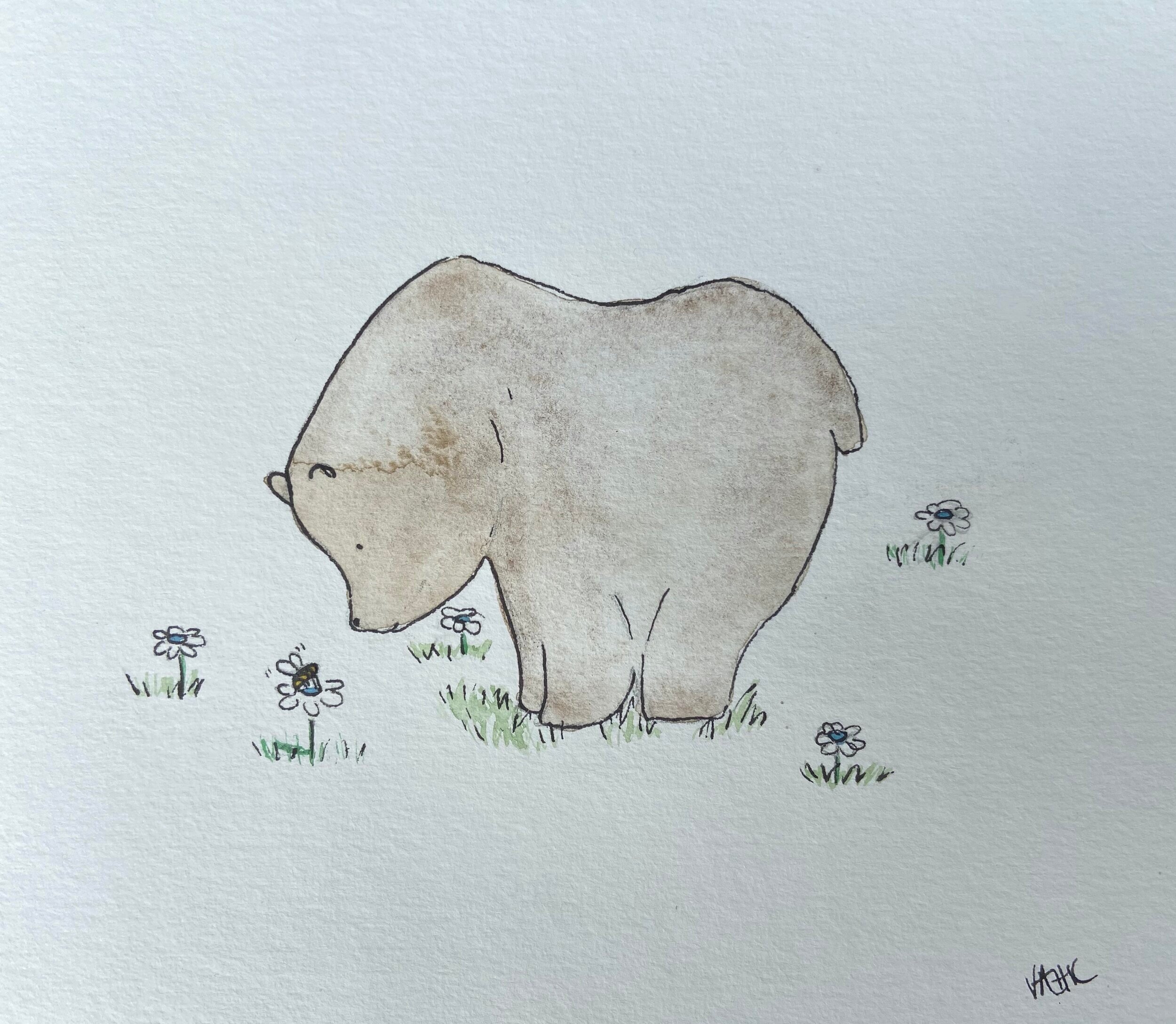 Bear and bee illustration
