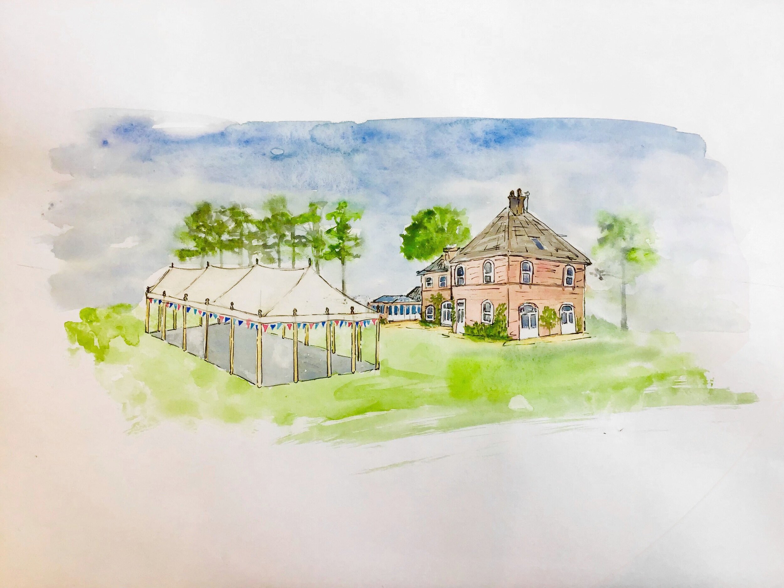 Red house illustration