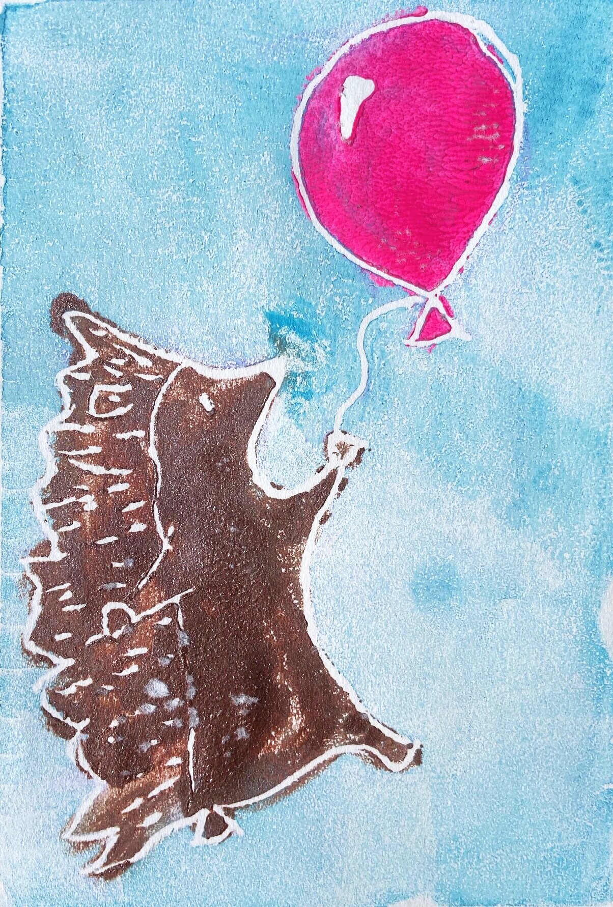 Hedgehog with balloon illustration